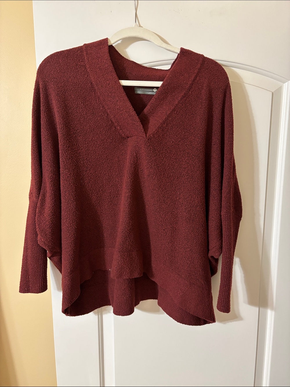 Anthropologie Oversized V-Neck Sweater in Deep Wine